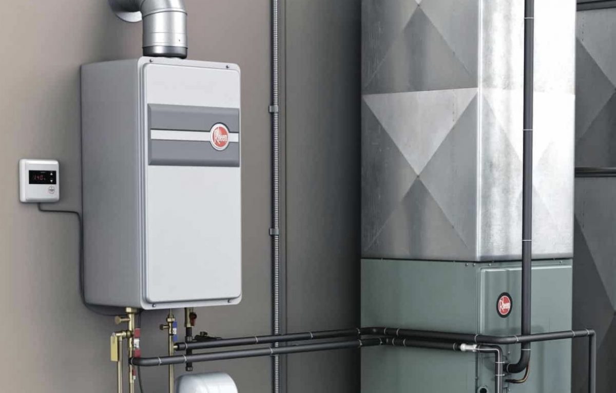 Tankless Water Heater Image Concept in Basement